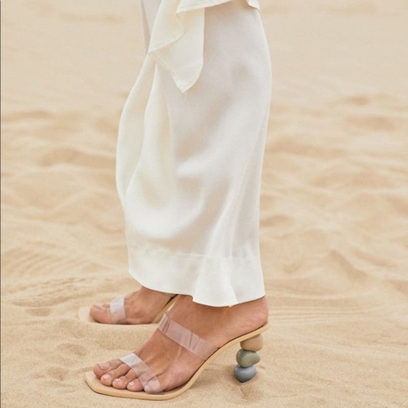cult gaia Shoes - CULT GAIA Meta Bauble-Heel Vinyl Mules